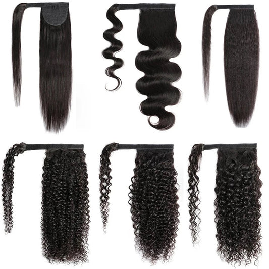 1B Virgin Hair Wrap Ponytails